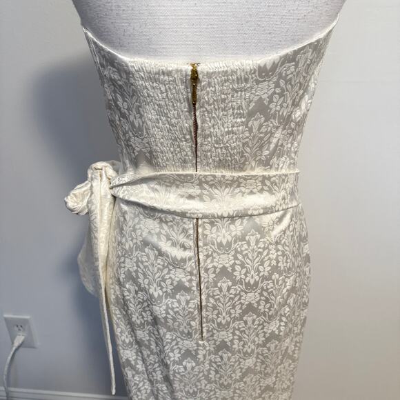 V. Chapman June Corset Jacquard Front-Slit Strapless Gown In Ivory Size 8 New - Picture 10 of 13
